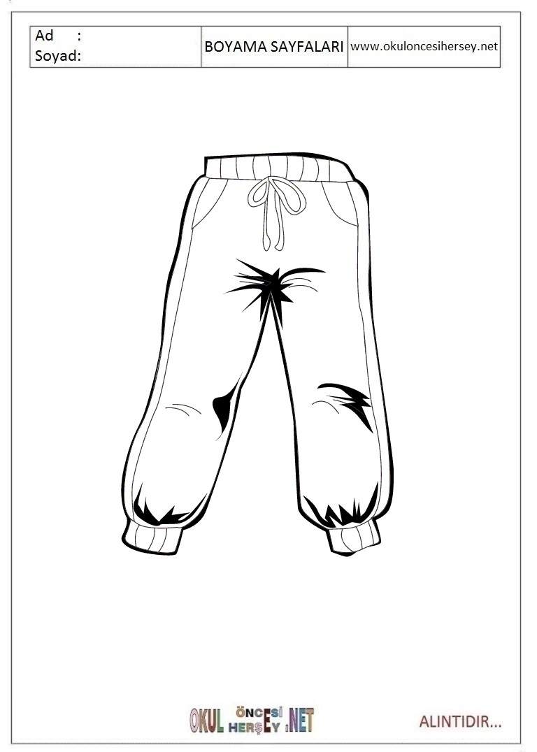Çocuklar İçin Esofman-pijama Boyama Sayfaları 